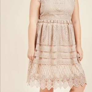 Taupe lace A-line ModCloth Esteemed Elegance dress